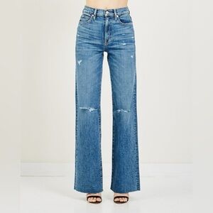 SLVRLAKE Grace Wide Leg High Waisted Distressed Jeans Big Sur